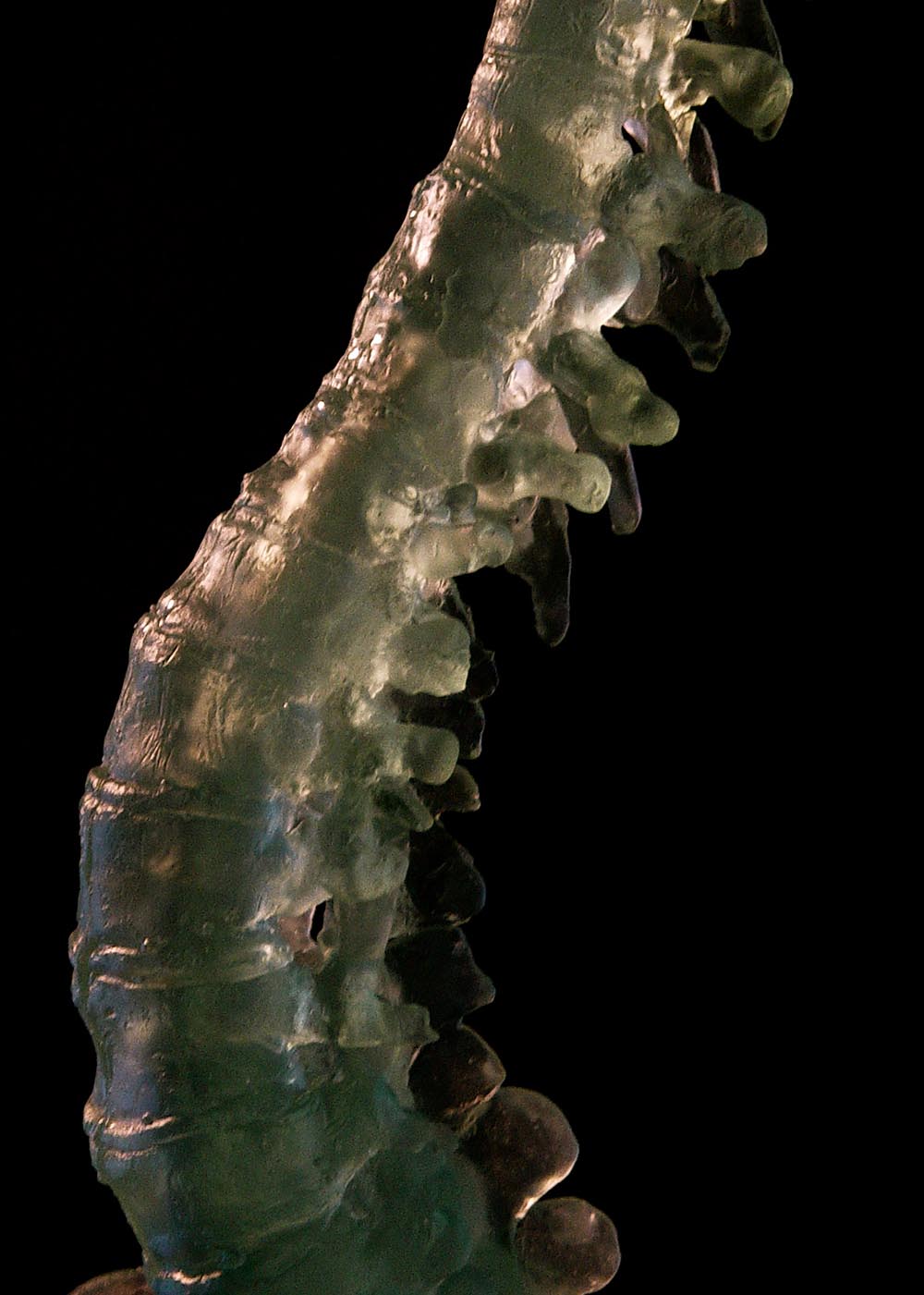 Detail of “Caduceus”, cast lead crystal, life size