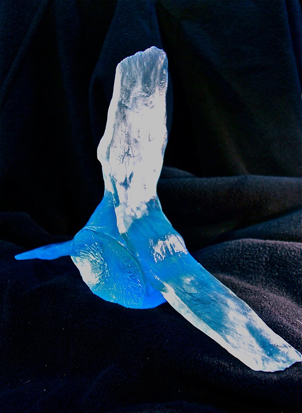 “Large Thoracic Whale Vertebra Blue #2”, cast lead crystal, 14" x 12" x 5"