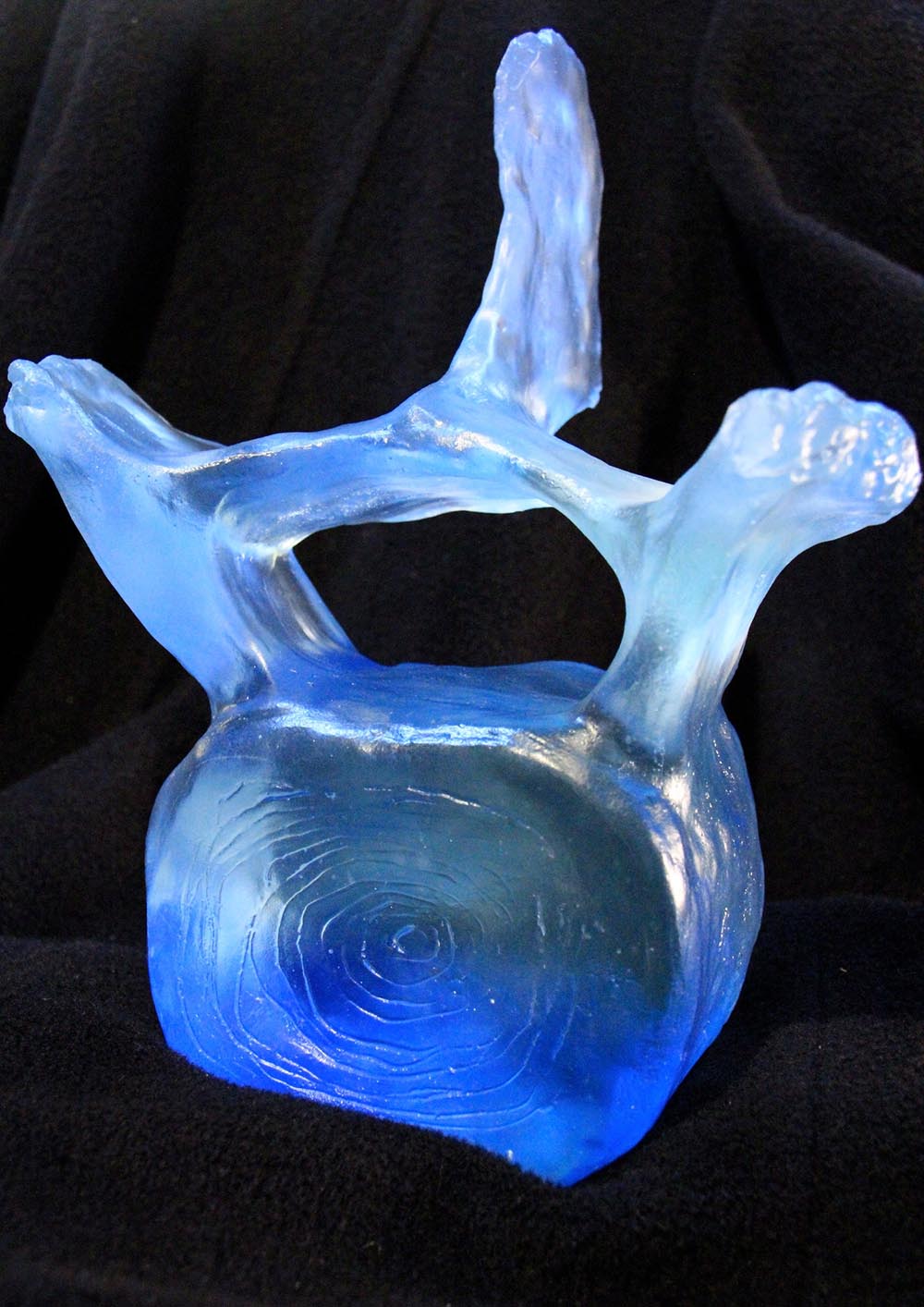 “Thoracic Whale Vertebra, Blue #1”, cast lead crystal, 8" x 12" x 5"